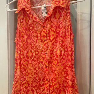 David Cline Sleeveless blouse Size L Orange and Yellow